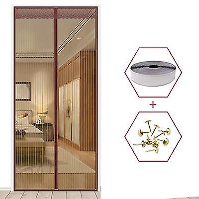 Slowmoose High-quality Magnetic Mesh Summer Anti Mosquito Net On The Door Magic Magnets 85X220CM / Stripe Coffee