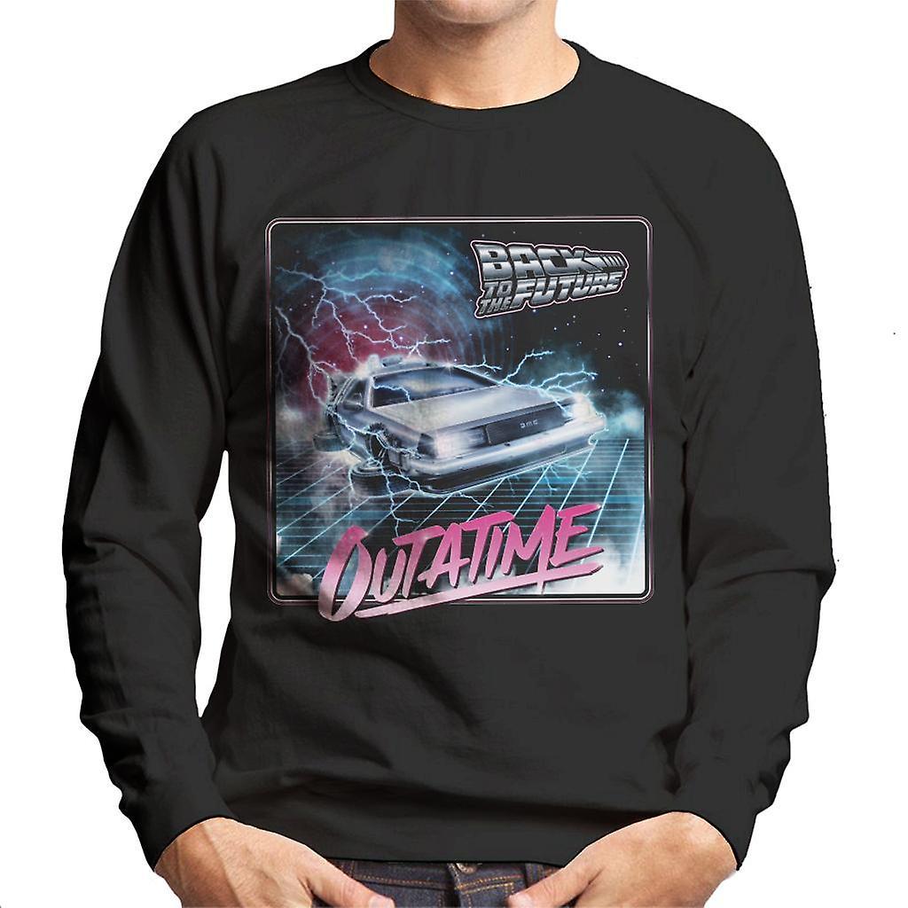 Back to the Future Delorean Lightning Outatime Men's Sweatshirt Black Medium