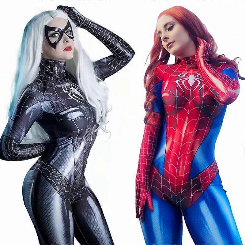 Bagadawang Spider Woman Jumpsuit Cosplay Costume Spiderman Tights Bodysuit Red XS