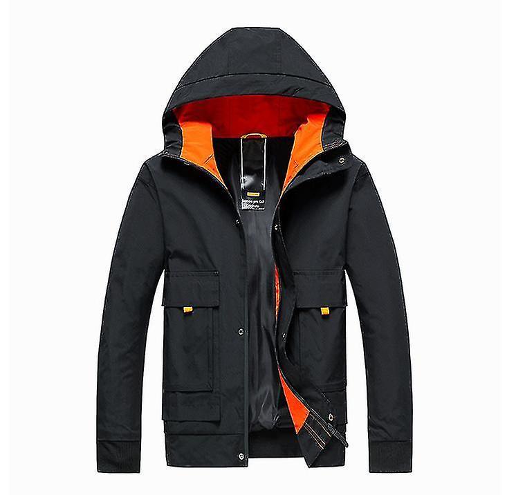 Yesfit New Men's Color Block Jacket Hooded Casual Lightweight Jacket Slim Jacket black