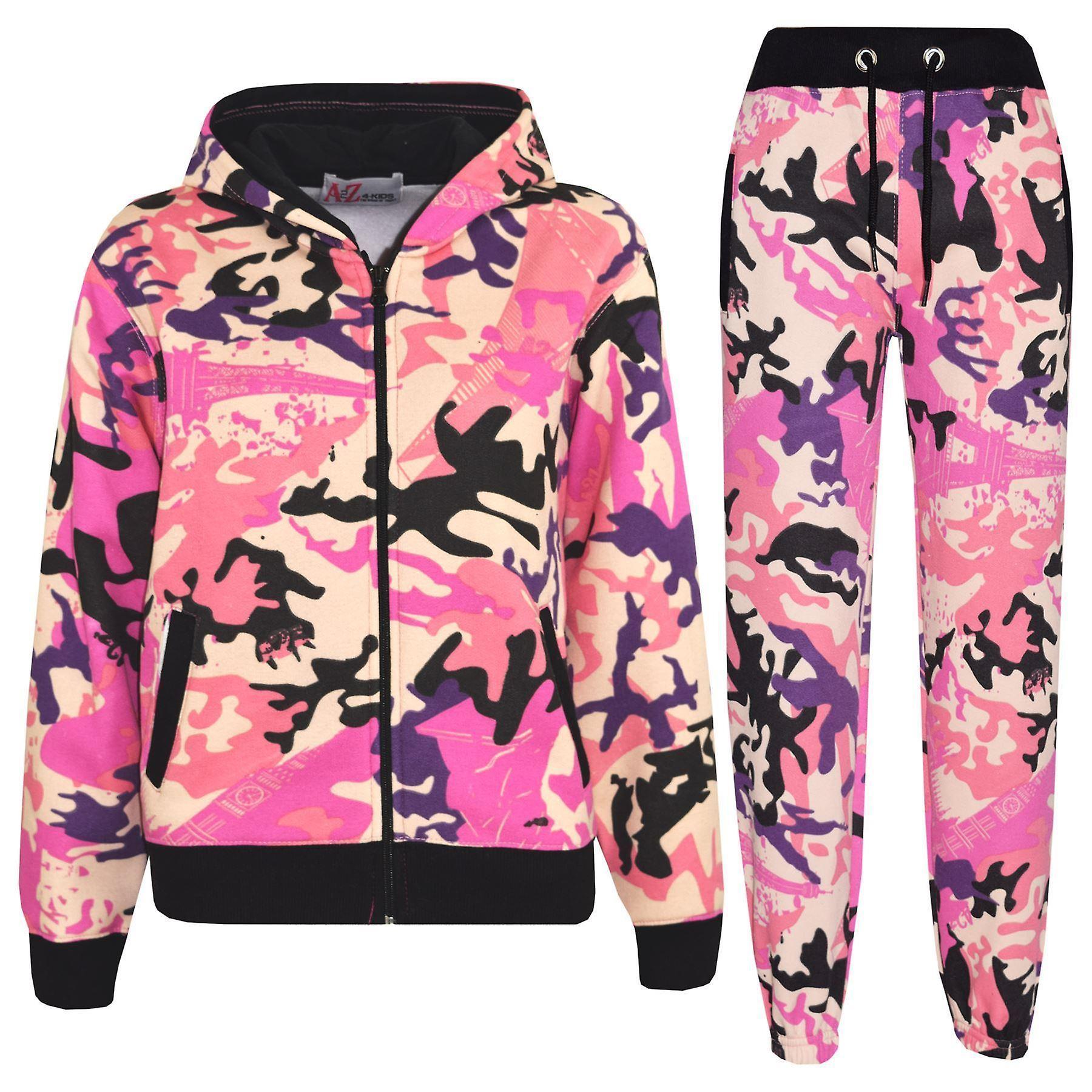 A2Z 4 Kids Unisex Camouflage Print Tracksuit Baby Pink 5-6 Years