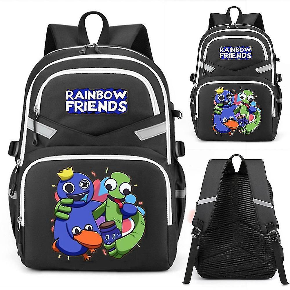 Lequeen Kids Boys Girls Roblox Rainbow Friends Print Backpack Large Capacity Students School Bag Ruckbag