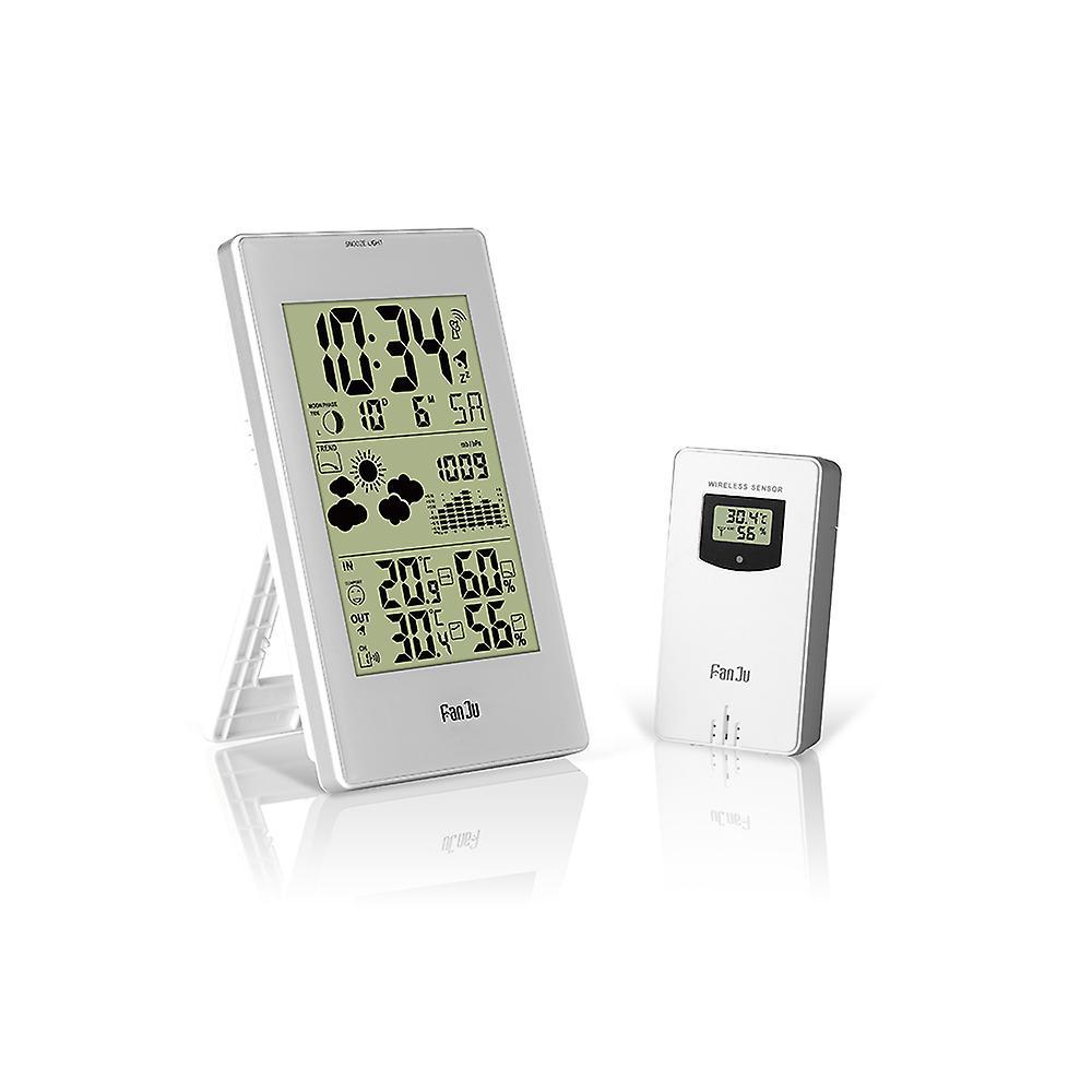 FanJu Indoor Outdoor Thermometer Hygrometer Barometer Wireless Weather Station Alarm Clock Weather Forecaster Station Wireless Indoor & Outdoor Temper