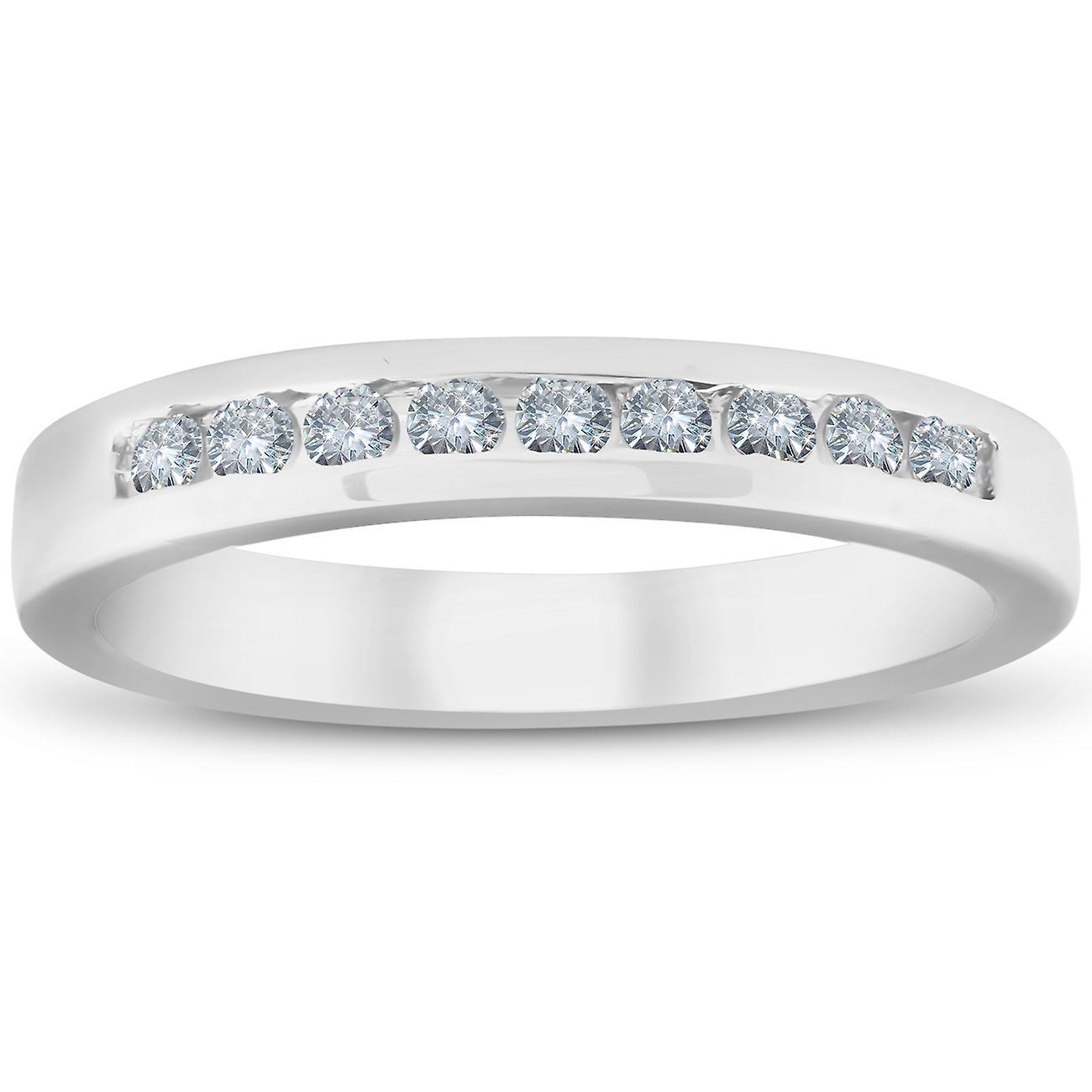 Pompeii3 1/4ct Diamond Wedding 14k White Gold Stackable Channel Set Ring High Polished 9.5