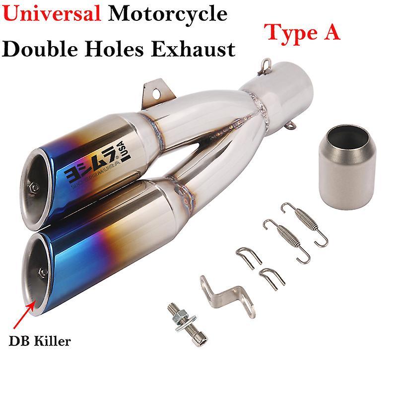 Loerss 38-51mm Universal Yoshimura Motorcycle Exhaust Muffler Dual Right Left Escape Double Down Db Killer For Cbr1000rr Nmax R6 Cb650f Type A