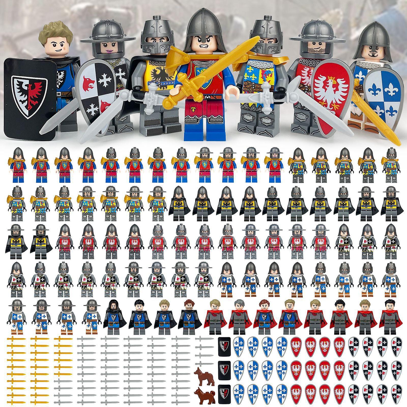 Unbrandded 84 Medieval Knights, Military Dragon Soldiers, Medieval Castle Building Blocks Dolls Toys