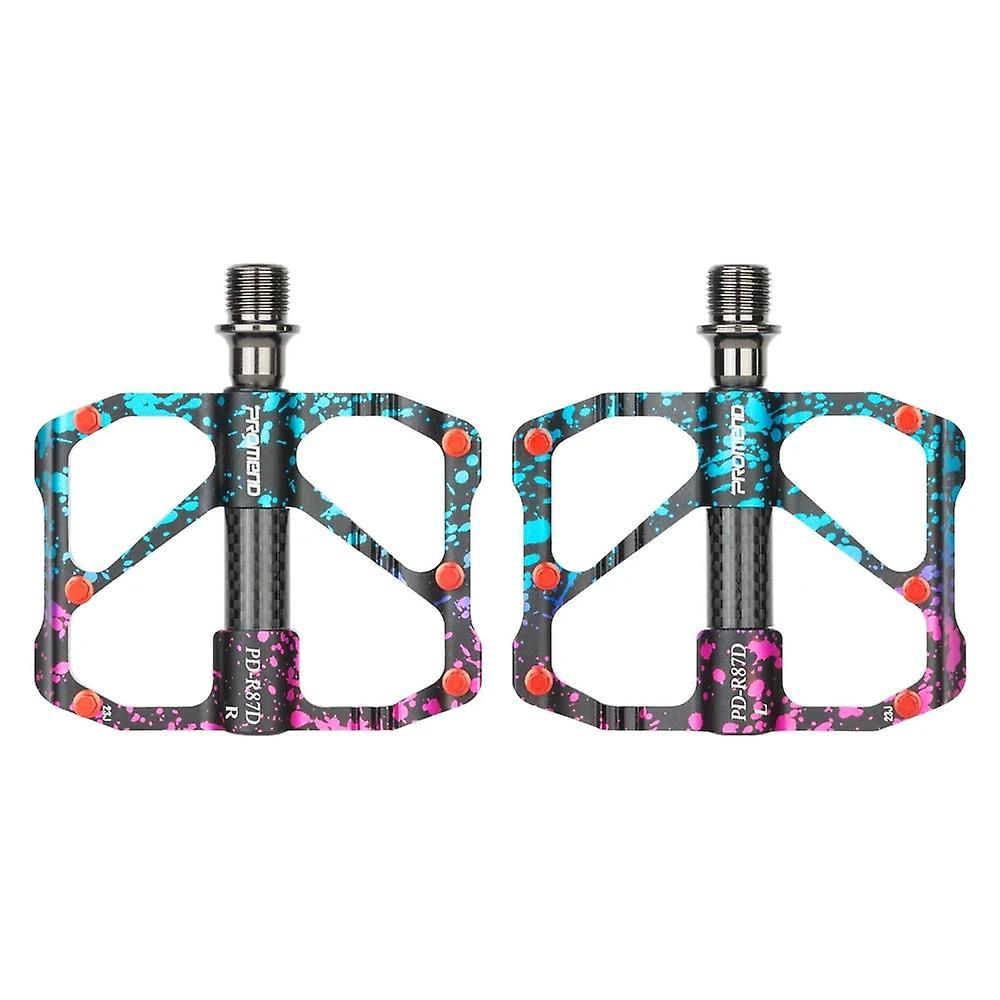 Bicycle Pedals Promend Mtb Pedals Ultra-light 3 Bearings Pedal Road Bike Splashed Colorful Carbon Fiber Axle Tube Pedal Bicycle Accessories R87-Bla...