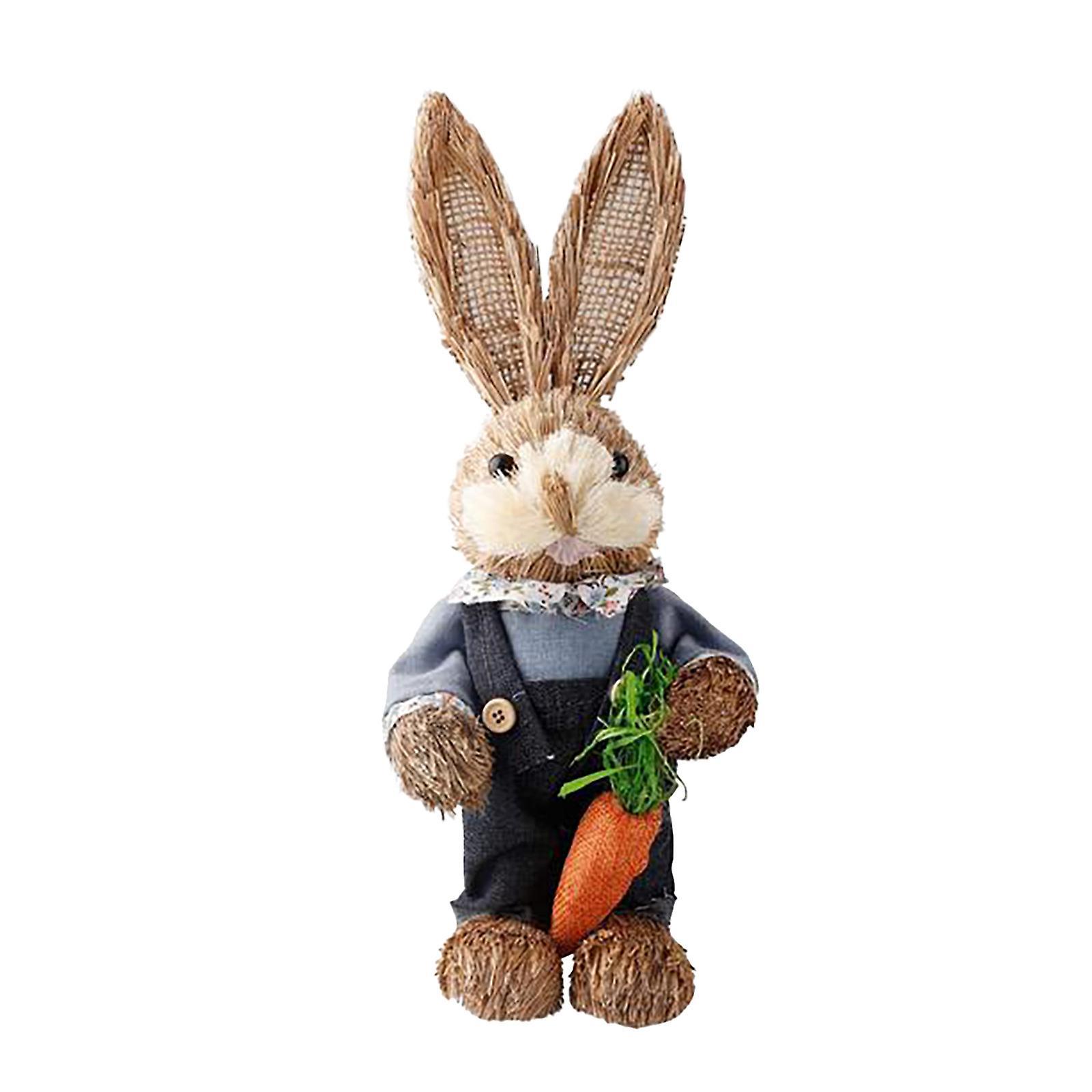 Baodan Easter Simulation Bunny Home Garden Bunny Decoration Straw Bunny eierfarben ostern B