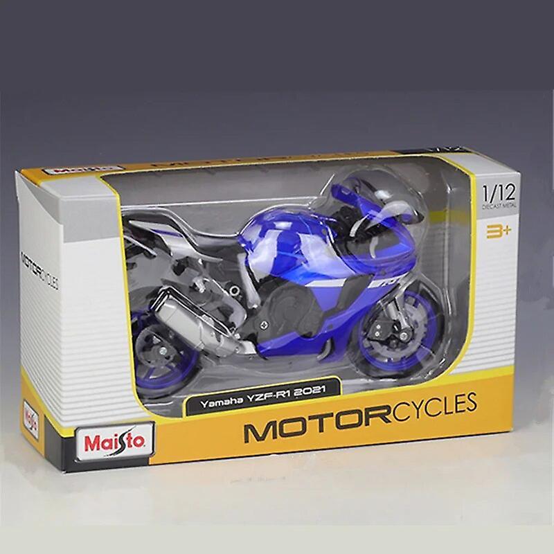 Aintier 1:12 2021 YAMAHA YZF-R1 Alloy Racing Motorcycle Model Metal Street Sports Motorcycle Model High Simulation Kids Toy Gifts Blue retail box