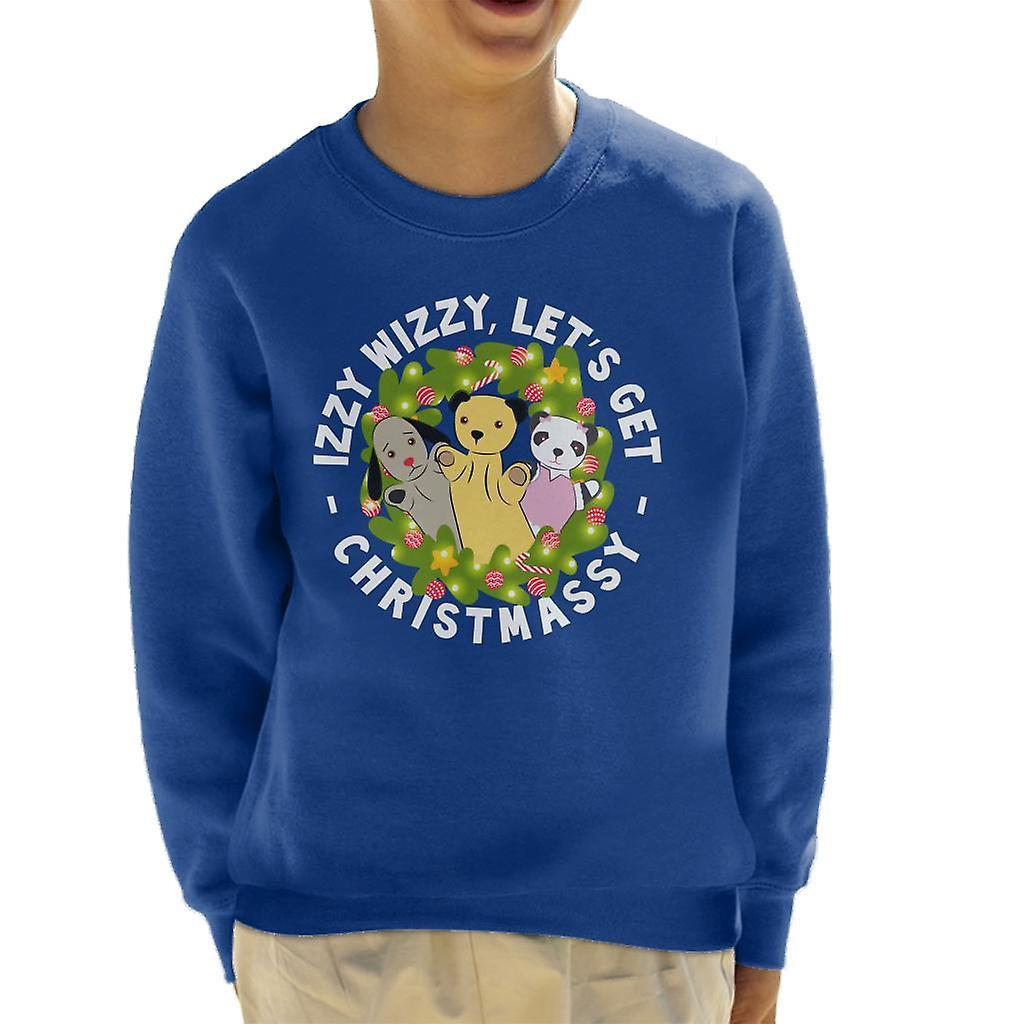 Sooty Christmas Illuminated Wreath Kid's Sweatshirt Royal Blue Small (5-6 yrs)