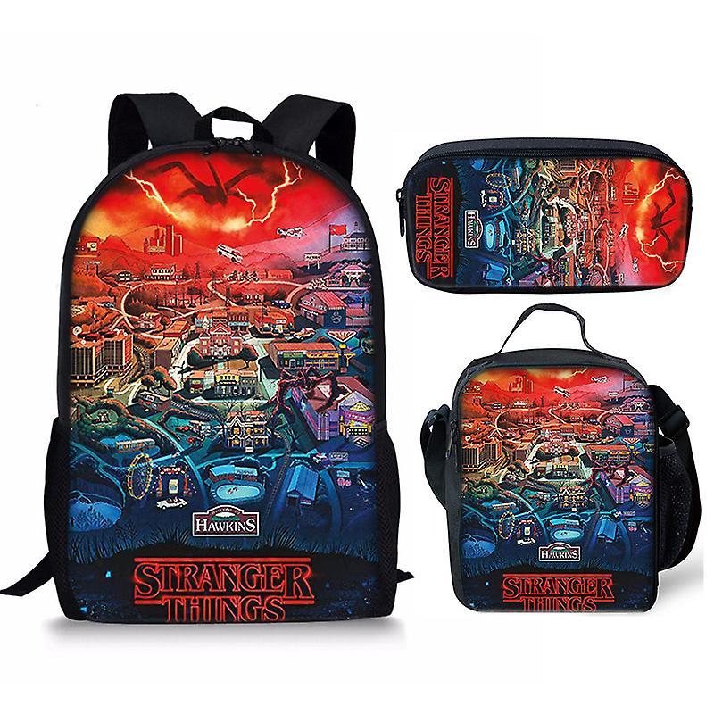 Sszfv Stranger Things 4 Stranger Things 4 Student School Bag Children's Backpack Satchel Bag Pencil Case