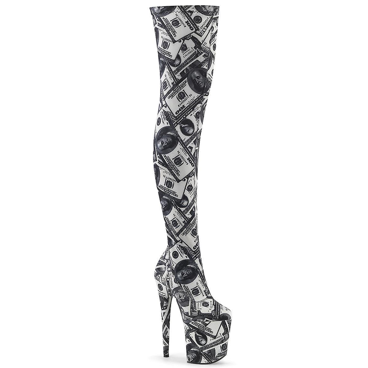 Pleaser womens boots flamingo-3000dp wht-blk str. fabric/wht-blk fabric Uk 5/eu 38/us 8