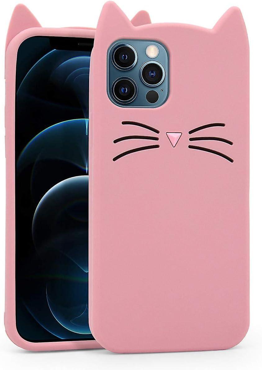 Gemdeck Iphone 14 Case, Whisker And Cat Ears 3d Cartoon Silicone Case Cover Pink iPhone 14Pro