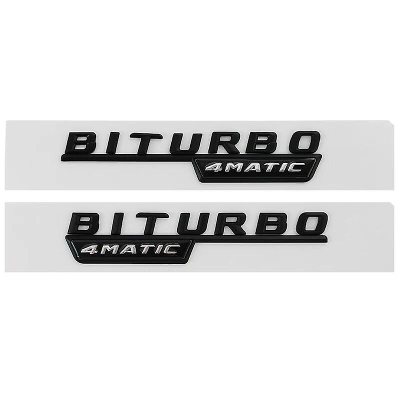 Hikig 2pcs 3d Logo Biturbo Amg Emblem Letters Car Fender Badge Sticker For Mercedes Benz C43 E43 Gle43 Glc43 Amg W205 W213 Accessories Matt Black 4...