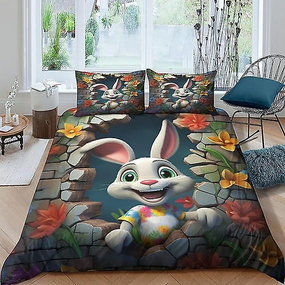 Duvet Cover Sets Bunny Bedding Set Bedding Rabbit Flower Duvet Cover Printed Bed Comforter Cover Set 160x220cm