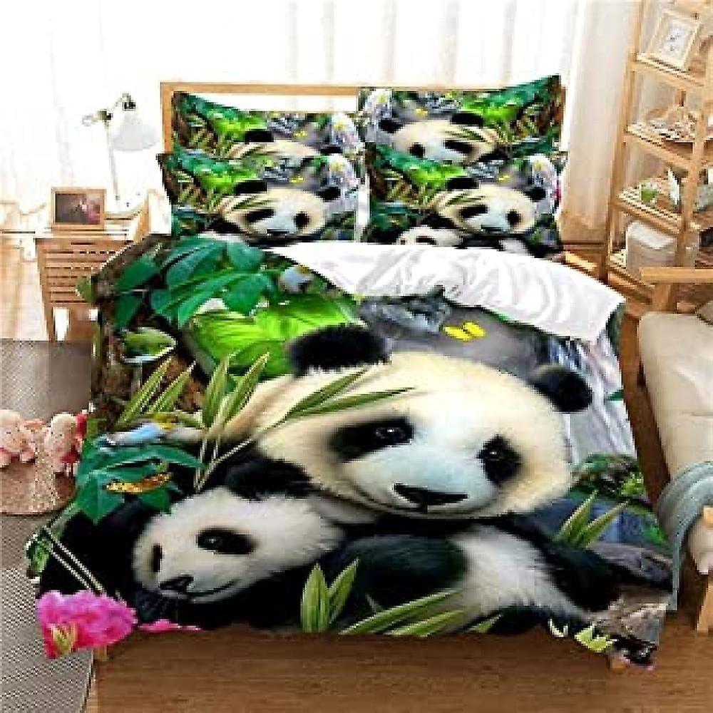 Kerota 90x190 Children's Panda Bedding Set Single Duvet Cover with Zipper and 1 Pillowcase - Microfiber Duvet Cover Sets Single135x200cm