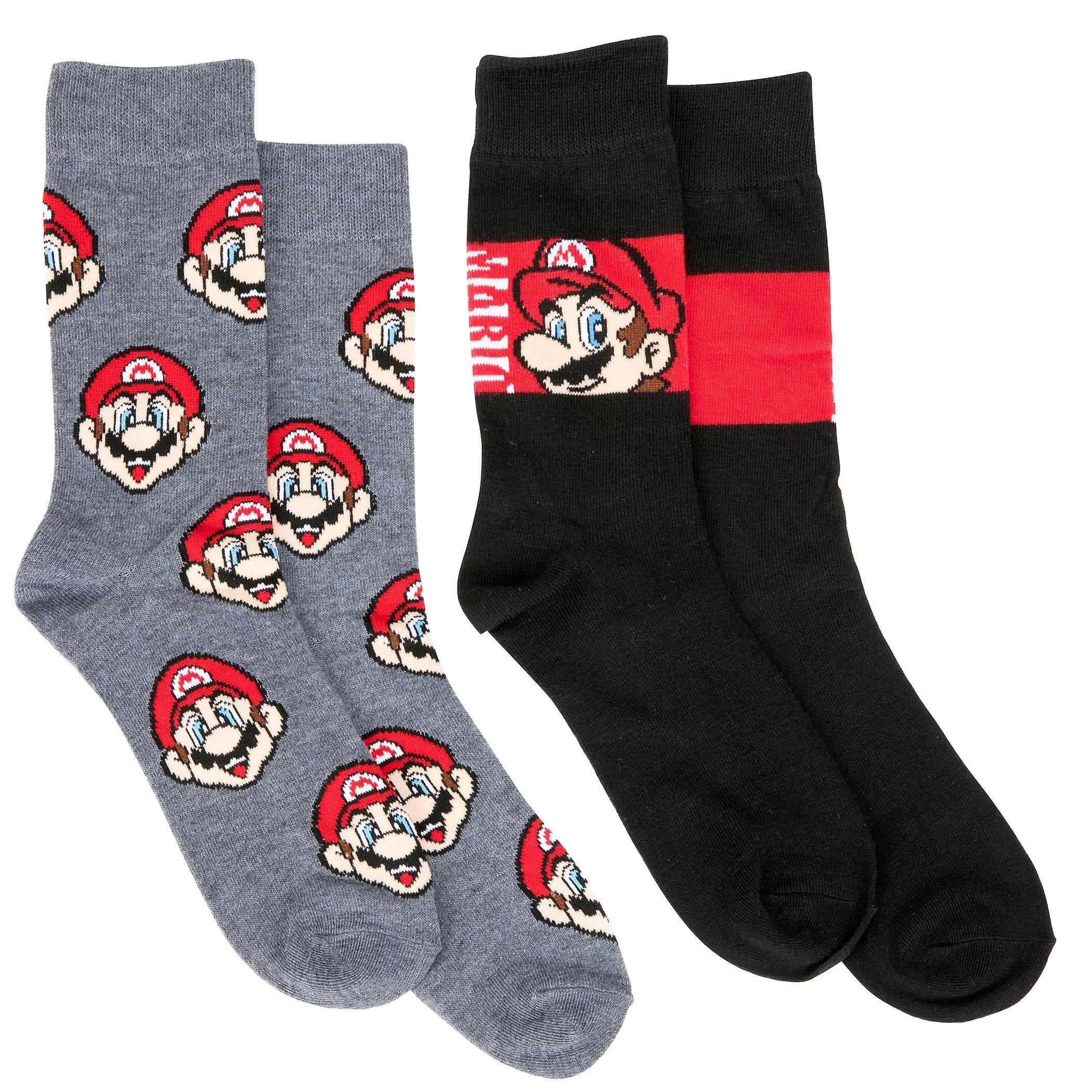 Video Games Super Mario Bros. Mario Icons Men's Crew Socks 2-Pack Multi-Color