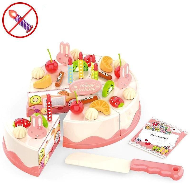 Slowmoose Diy Birthday Cake, Kitchen Food Set-pretend Play Cutting For Kid 38PCS card- No light candle