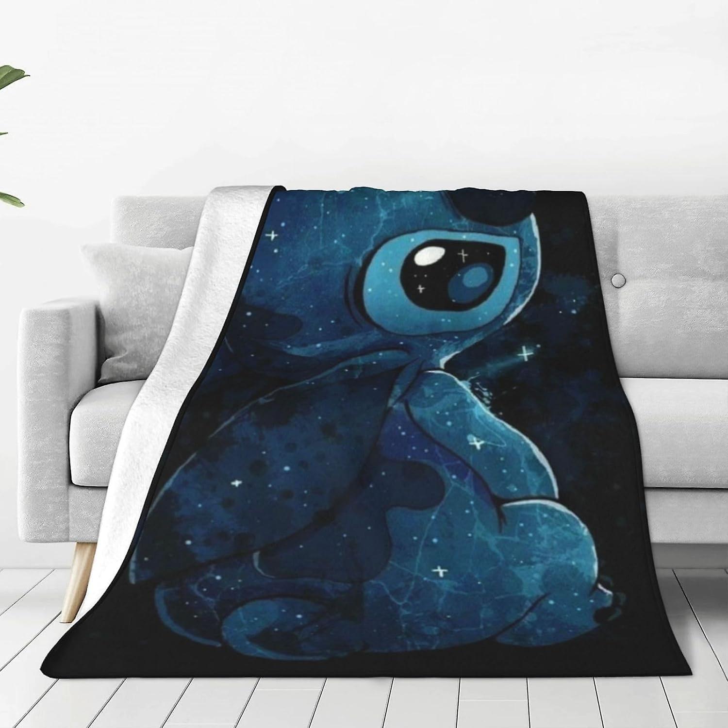 Kerota Anime Kawaii Throw Blankets Stitch Flannel Cozy Blanket Girls Cartoon Throw Blankets Decor Bedroom Nap Soft Plush Blanketsches 50x40in 125x1...