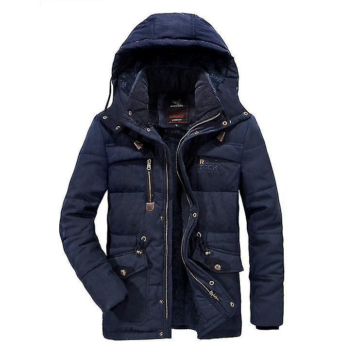 Yesfit Men's Plus Size Jacket Winter Plus Velvet Thick Warm Cotton-padded Jacket Outdoor Jackets Cycling Clothes Ski Wear dark blue