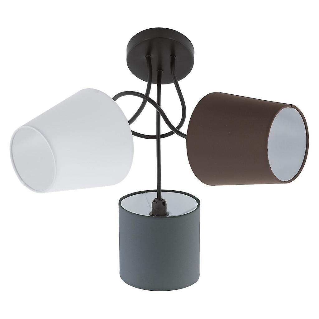 Eglo Lighting Almeida 3 Light Semi Flush Ceiling Light Black With Coloured Fabric Shades, E14