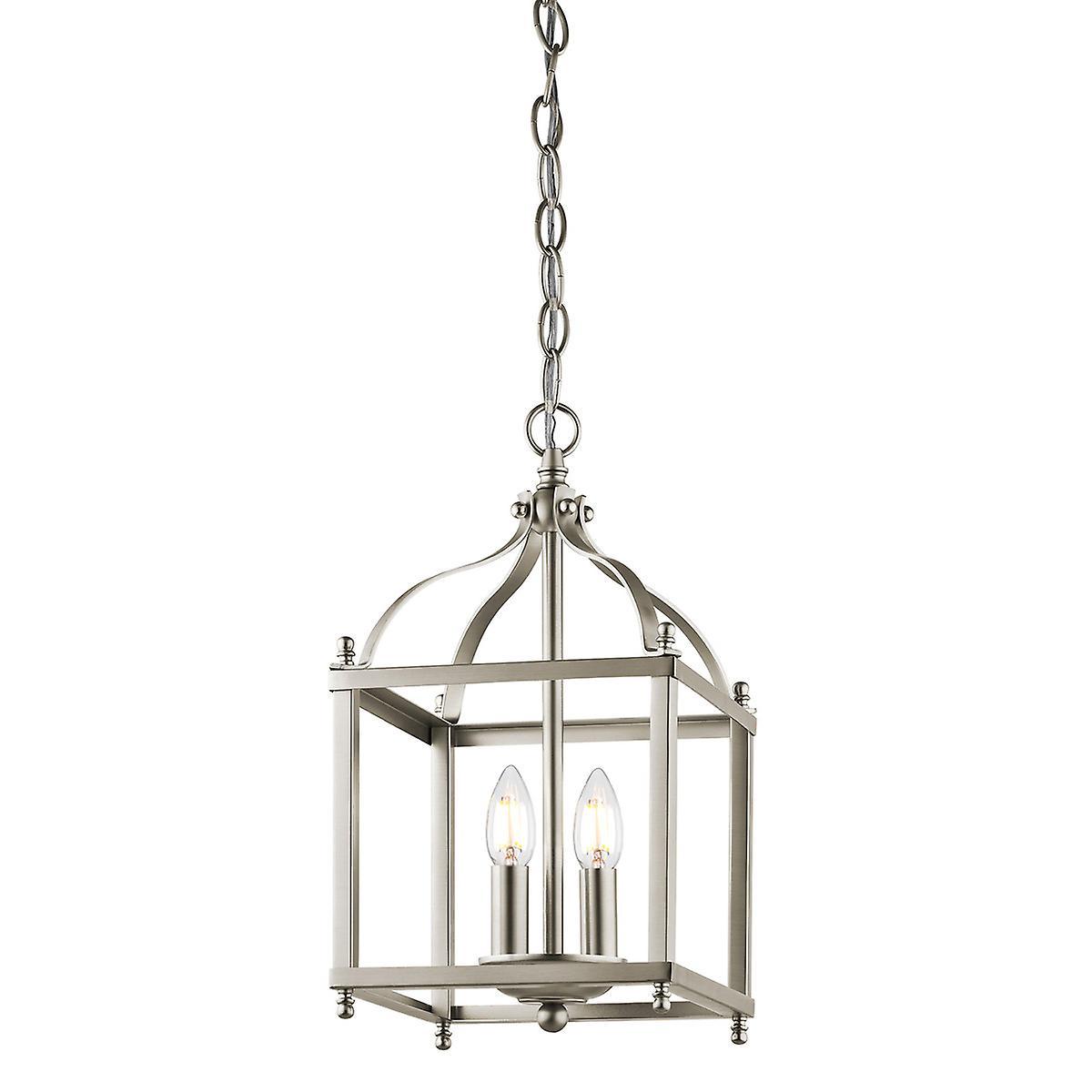 Elstead Lighting Larkin 2 Light Small Ceiling Pendant Brushed Nickel, E14