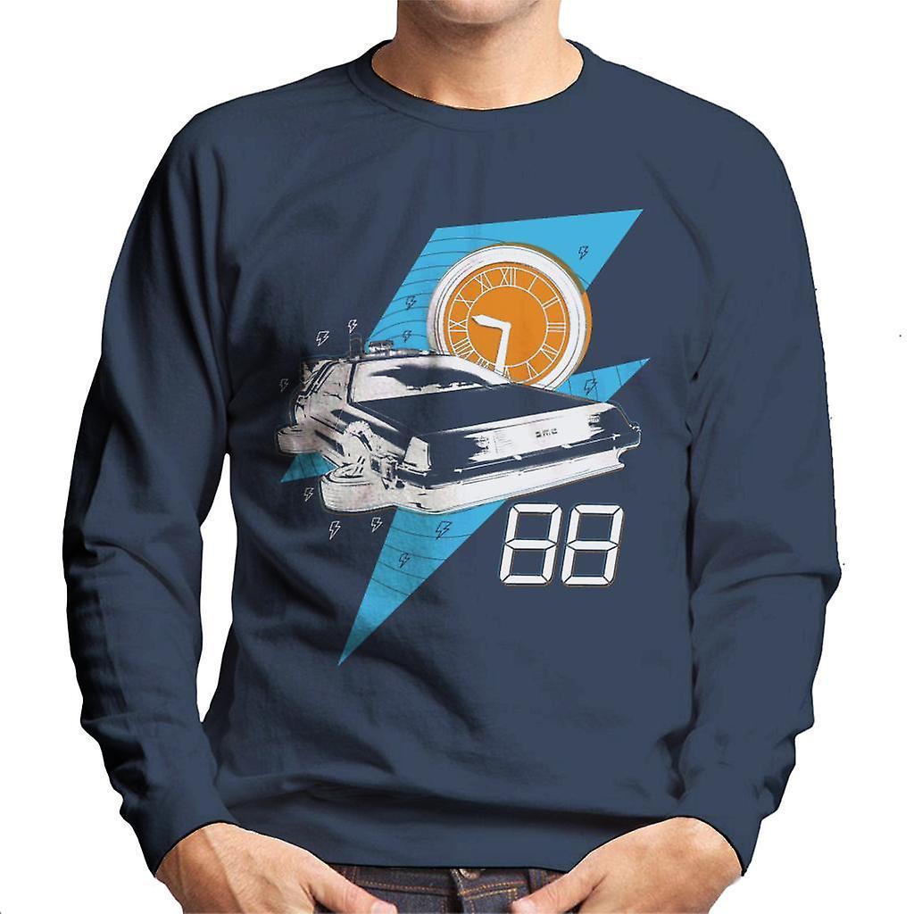 Back to the Future Delorean 88 Miles Per Hour Men's Sweatshirt Navy Blue XX-Large