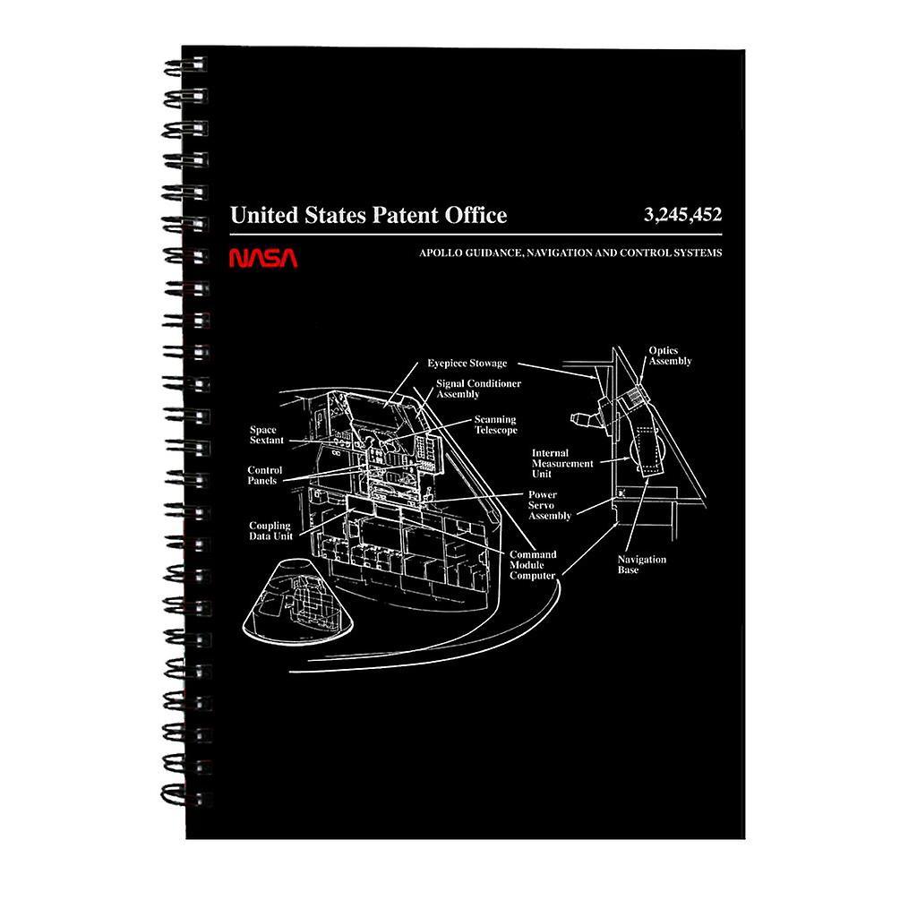 NASA Apollo Control Systems Blueprint Spiral Notebook Black 15 x 21 cm