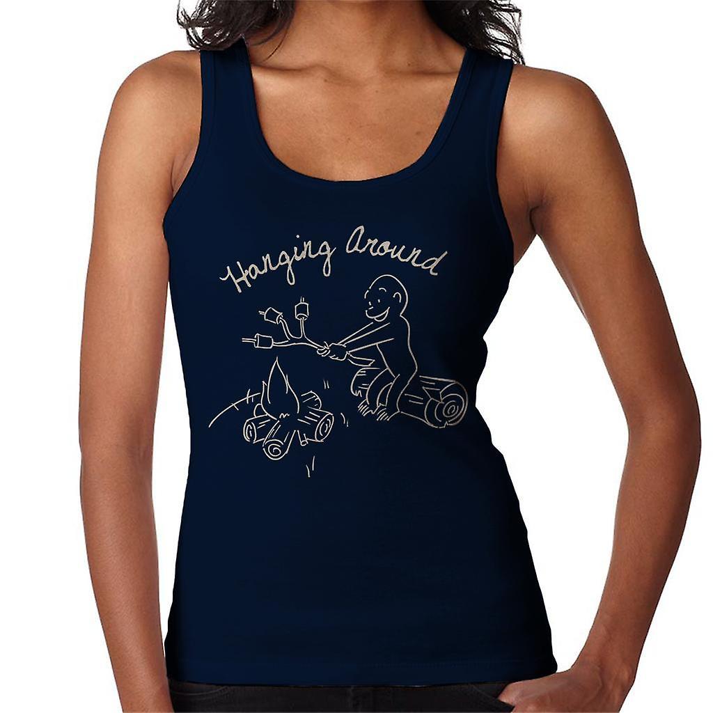 Curious George Hanging Around The Campfire Women's Vest Navy Blue XX-Large