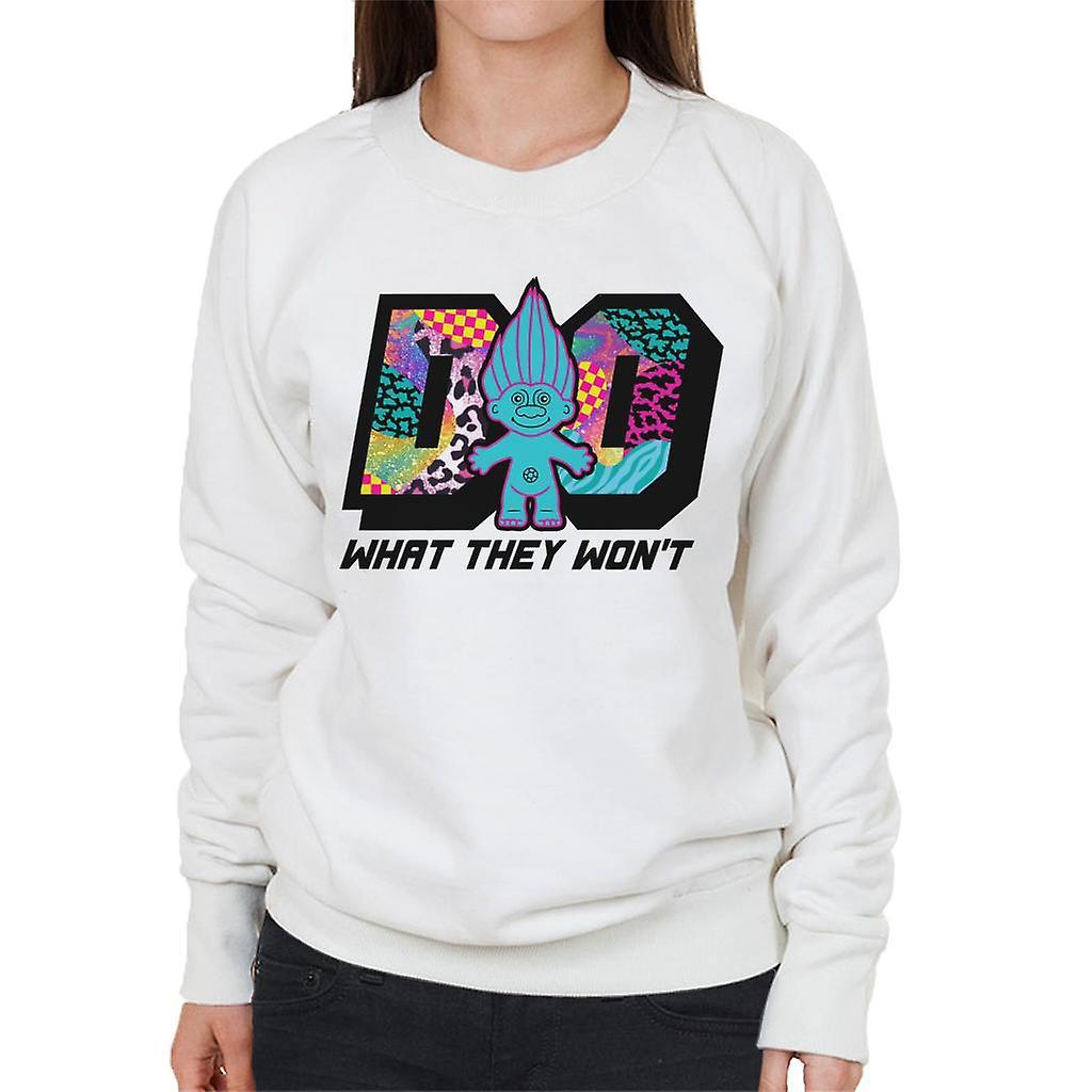 Trolls Do What They Wont Cosmic Pattern Women's Sweatshirt White Medium