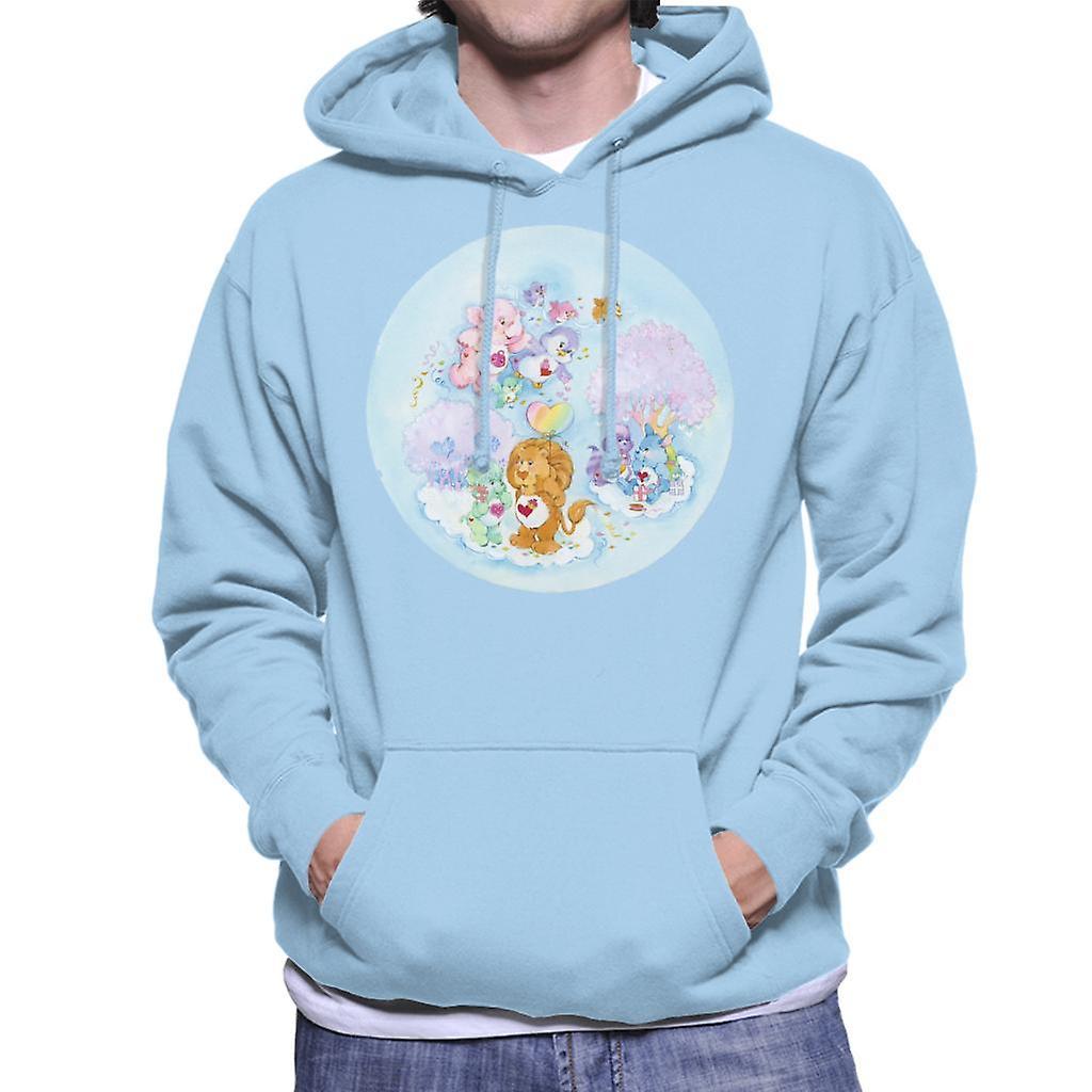 Care Bears Brave Heart Lion Pink Trees Men's Hooded Sweatshirt Sky Blue Large