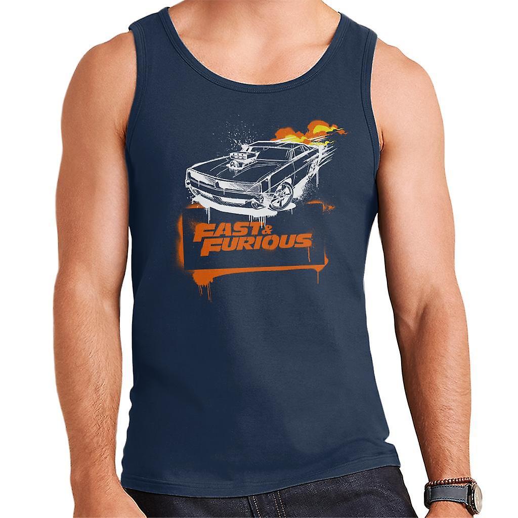 Fast & Furious Fast and Furious Dodge Charger Flame Men's Vest Navy Blue Small