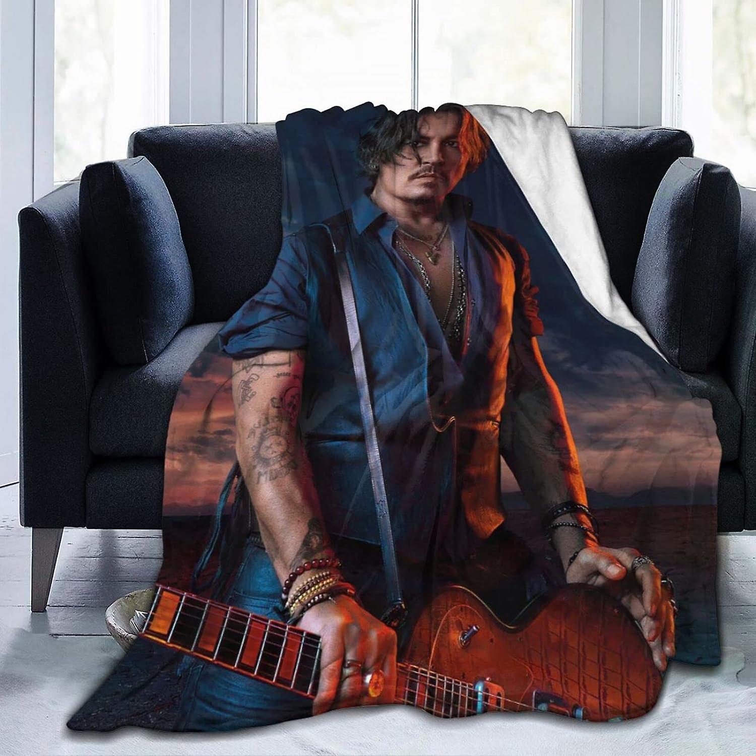 Kerota WT112 Johnny Depp Blanket Warm Super Soft Comfy Flannel Blanket Plush Blanket for Couch Bed Sofa 50x40in 125x100cm