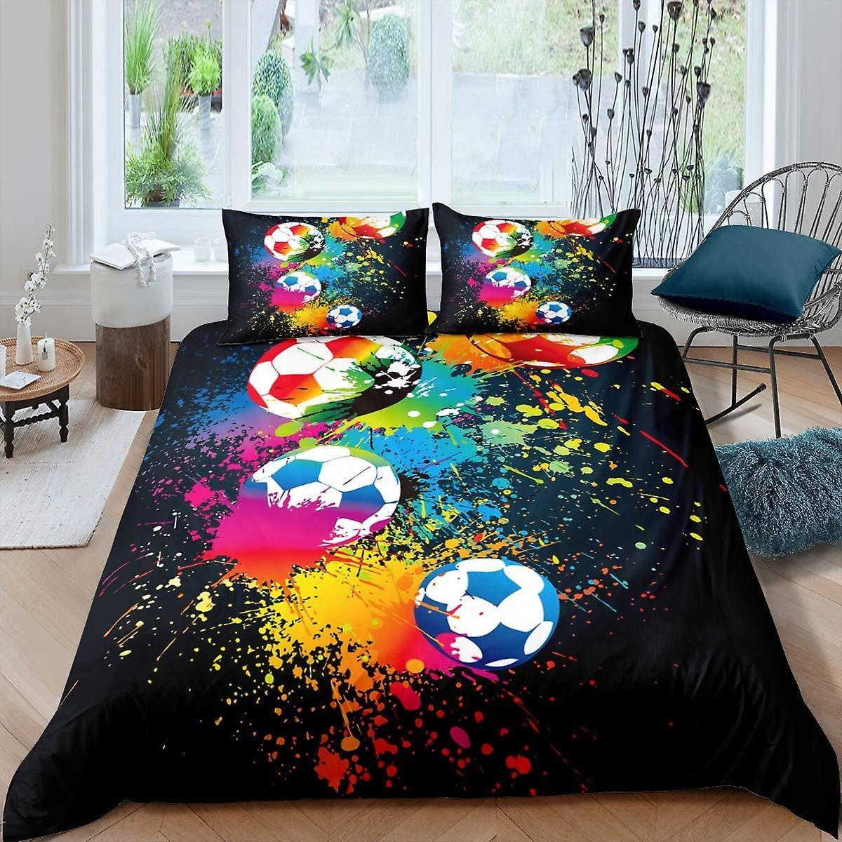 Jxxy Boys Sports Duvet Cover Set,kids Football Bedding Child Soccer Player Comforter Cover 3d Ball Pattern Quilt Cover 220x260cm