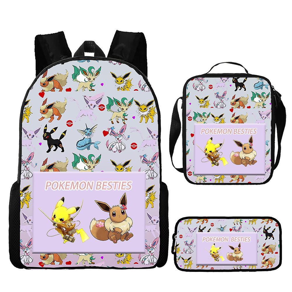 Shznv Pikach Backpack Pokmon 3d Printing School Bag Messenger Bag Pencil Bag Three-piece Set