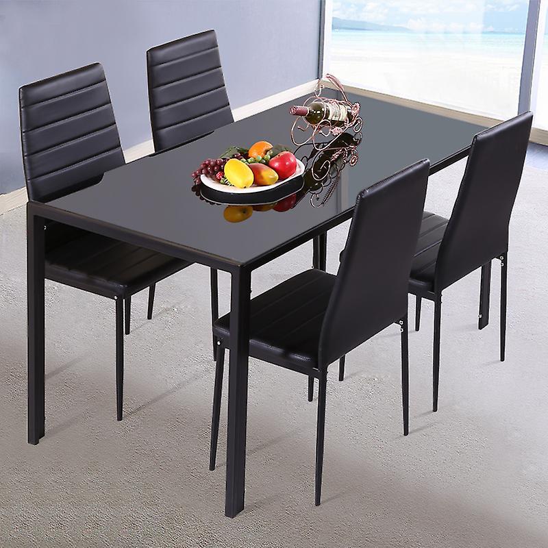 Living And Home Glass Dining Table 120x80x75cm Black(Without Chair)