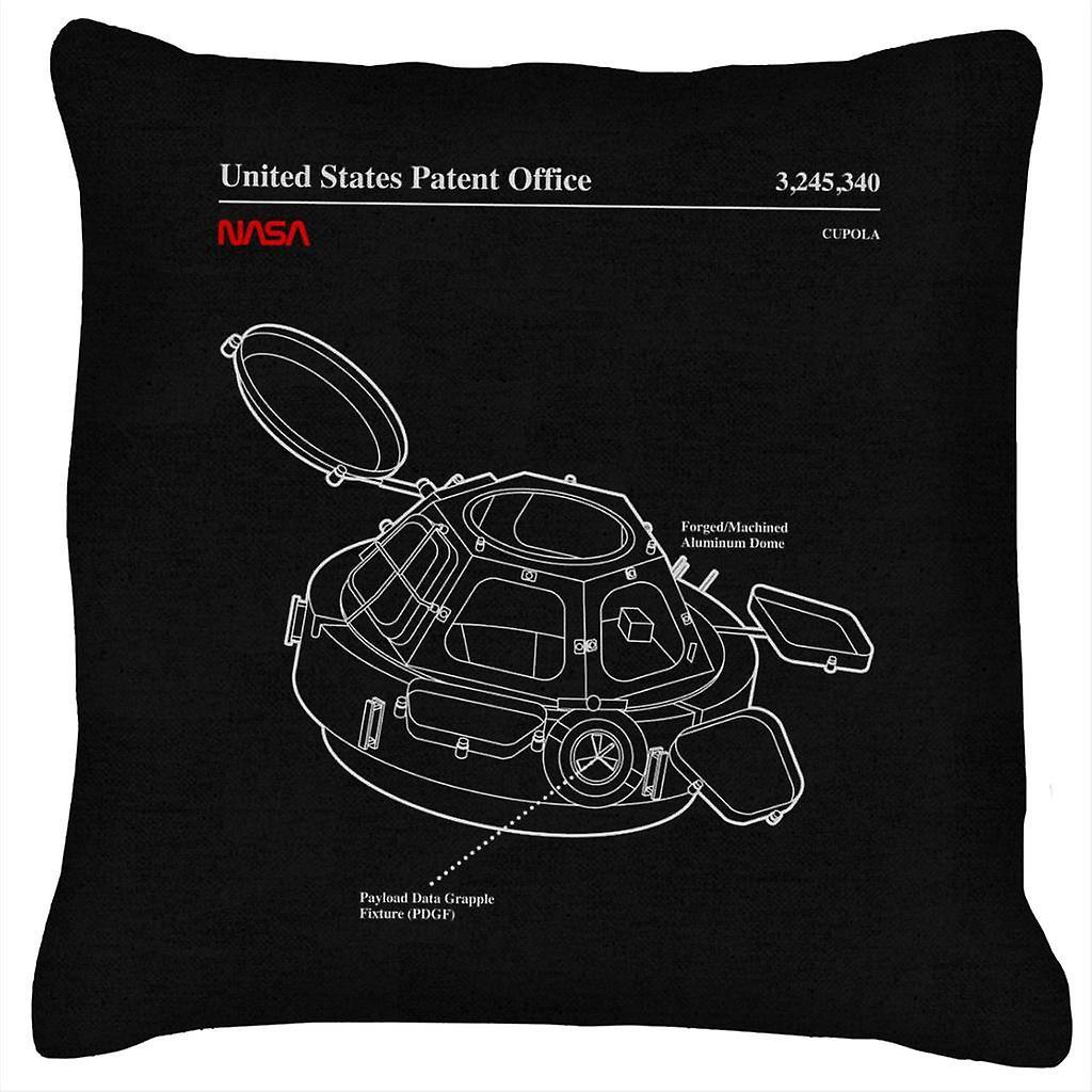 NASA Cupola Observation Hatch Blueprint Cushion Black 40 x 40cm