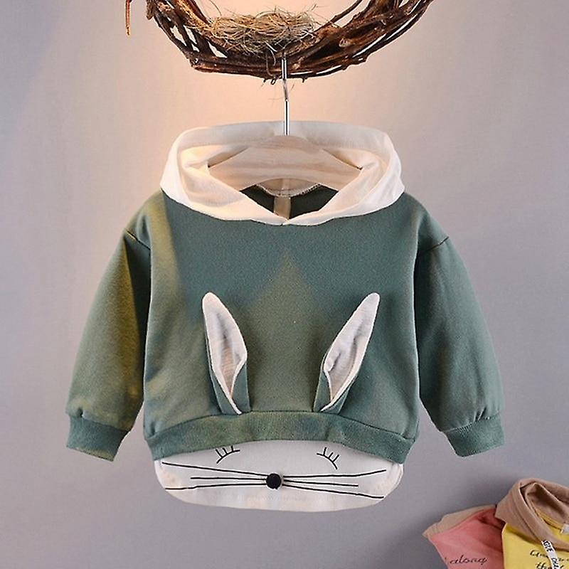 Slowmoose Kidslong Sleeve, Cartoon Rabbit Hooded Sweatshirts Green 18M