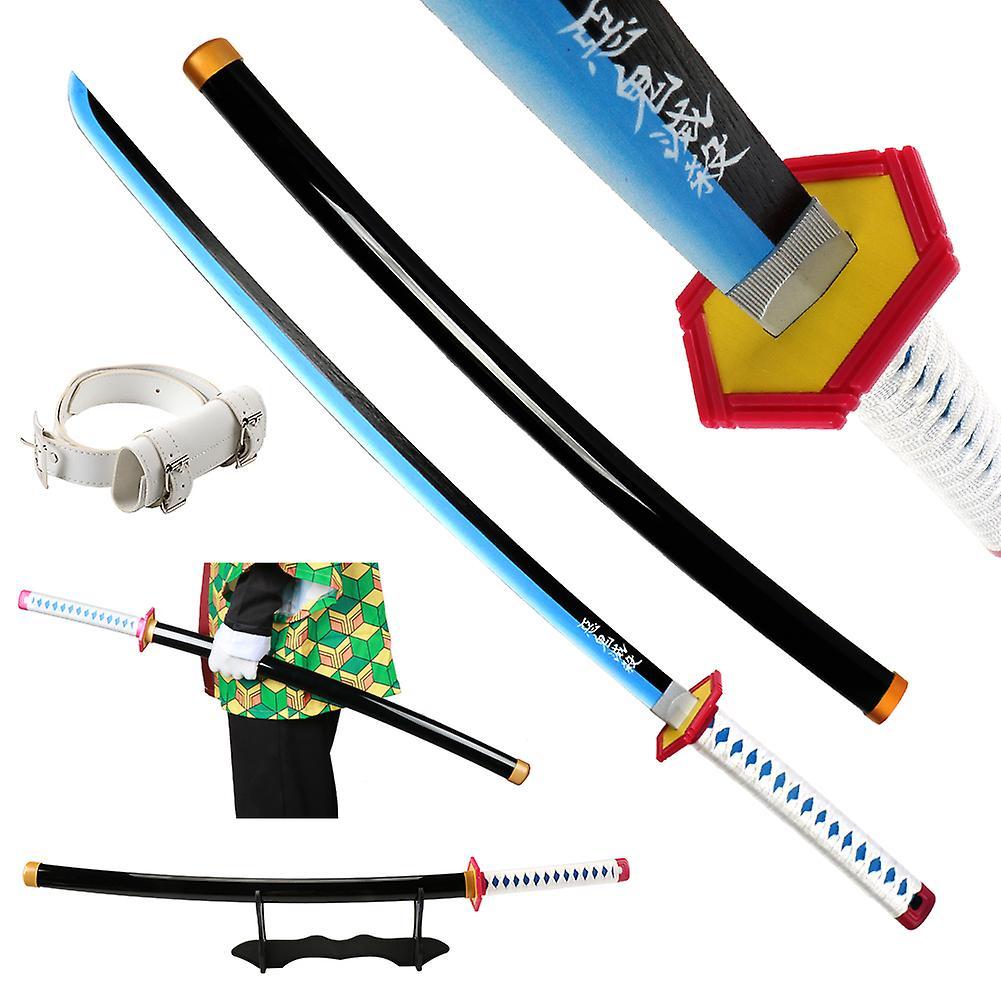 Atuto Handmade Demon Slayer Katana 104cm Anime Cosplay Weapon Samurai Sword Real Rengoku Tanjiro Variety of Styles   catana Tomioka Giyuu Blue