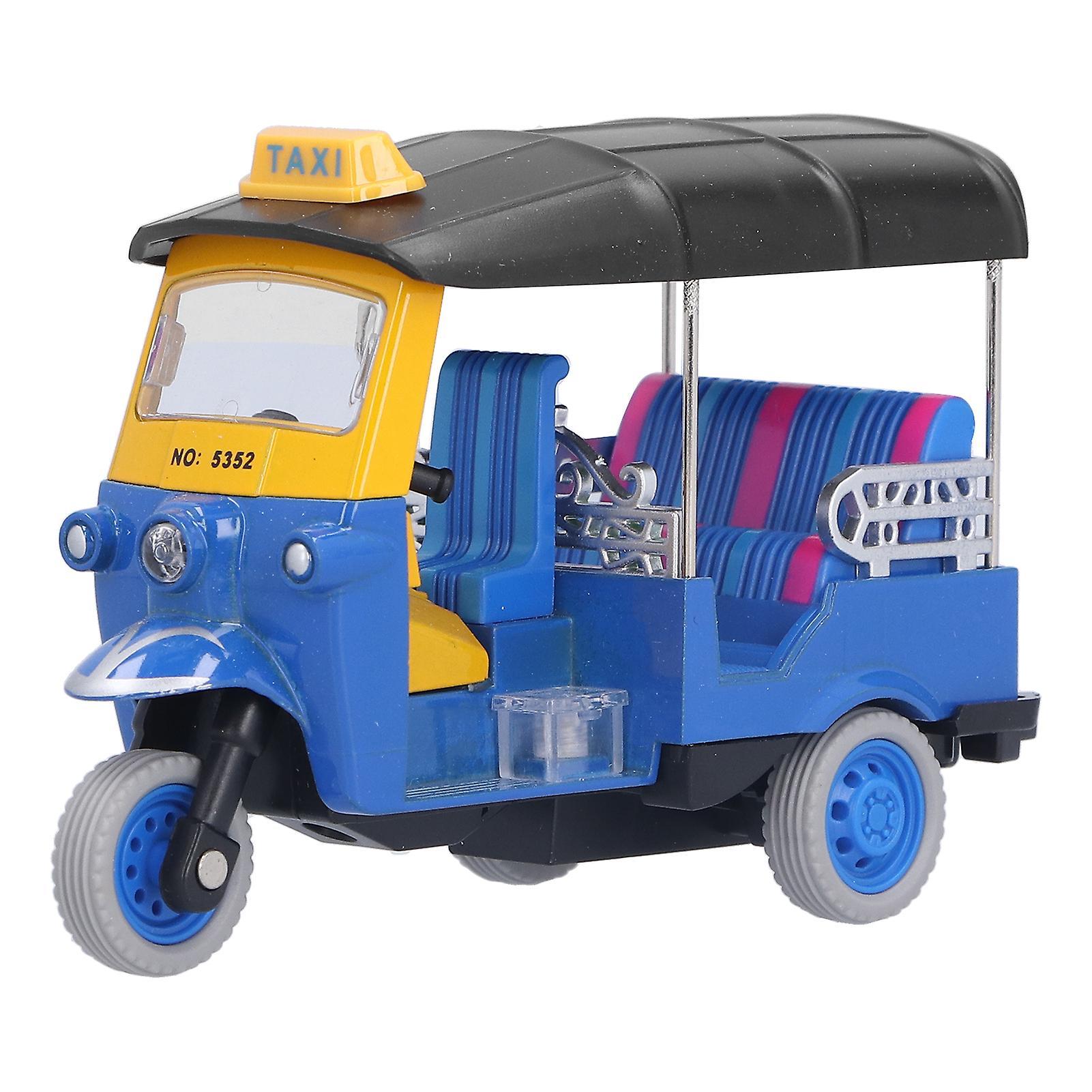 Favrison Pull Back Thai Tricycle Simulation Alloy Tuk Tuk Car Model Toy Children Vehicle Toy For Kids 3-6 Years Blue