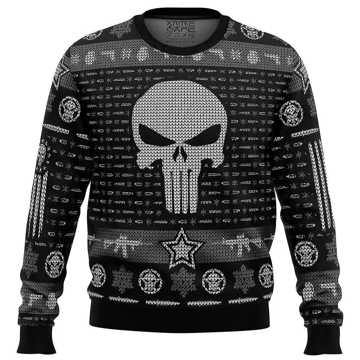 DUqi The Punisher Ugly Christmas Clothing Gift Santa Claus Pullover Men 3d Autumn And Winter Sweatshirt Adult-XXXXL