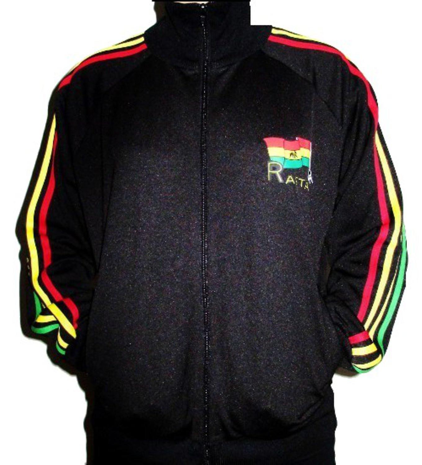 Hiprock Rastat shirt Zipper - Black with Rasta print L