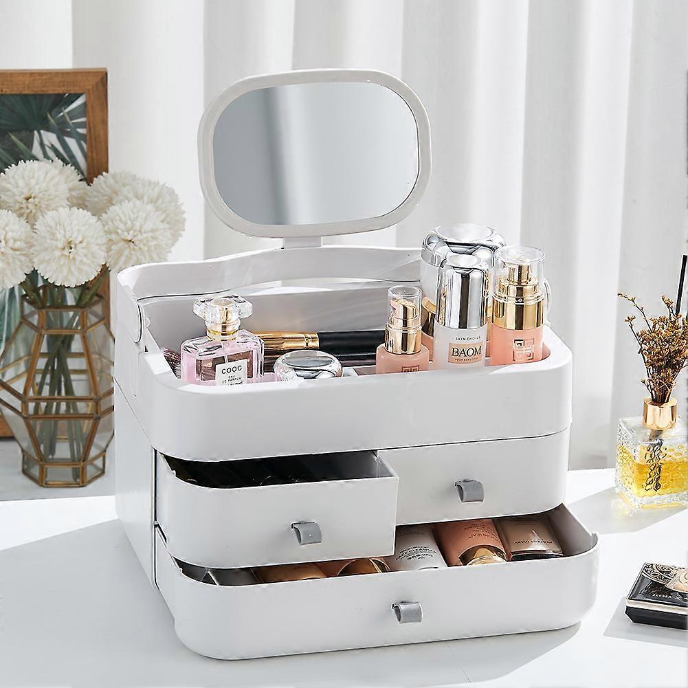 Living And Home Livingandhome White Makeup Organizer with Mirror and Drawers