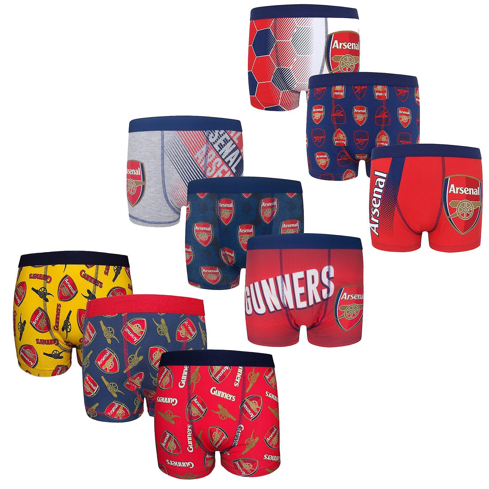 Arsenal FC Boys Boxer Shorts 3 Pack Crest Kids OFFICIAL Football Gift Red/Navy/Grey 11-12 Years