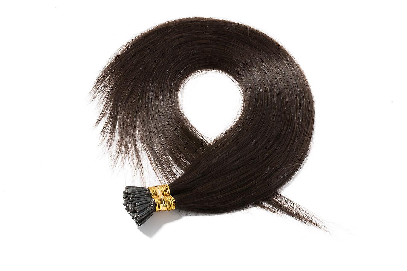 Sego 100strand Stick I Tip Hair Extensions Human Hair Invisible Hair Piece dark brown 20inch