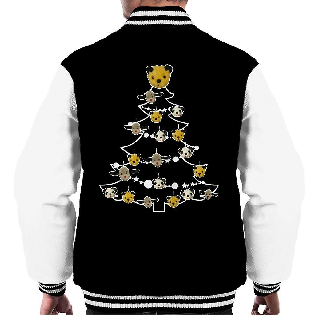 Sooty Christmas Tree White Silhouette Men's Varsity Jacket Black/White Large