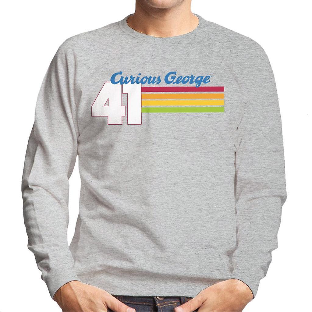 Curious George 41 Race Stripes Men's Sweatshirt Heather Grey XX-Large