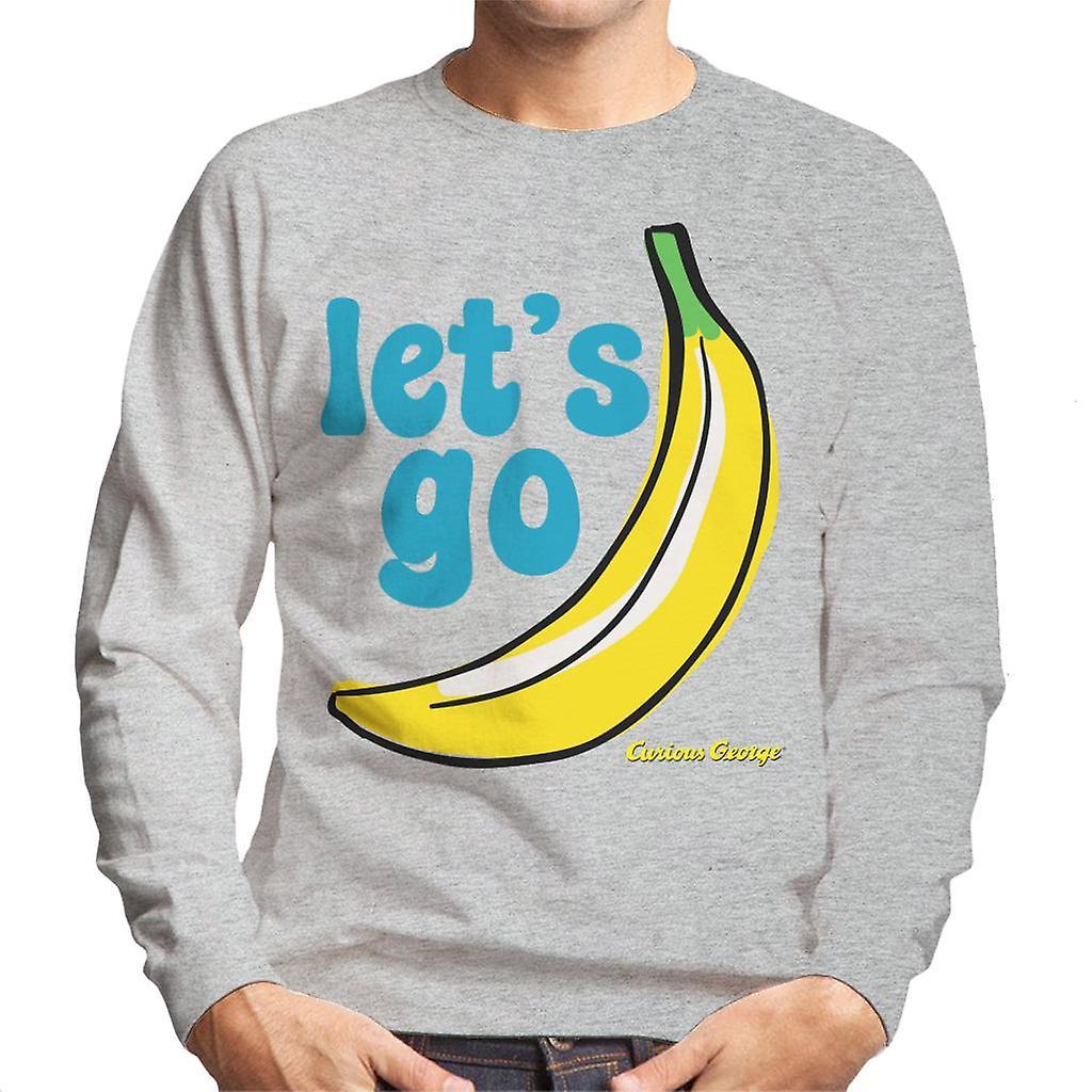 Curious George Let's Go Banana Men's Sweatshirt Heather Grey X-Large