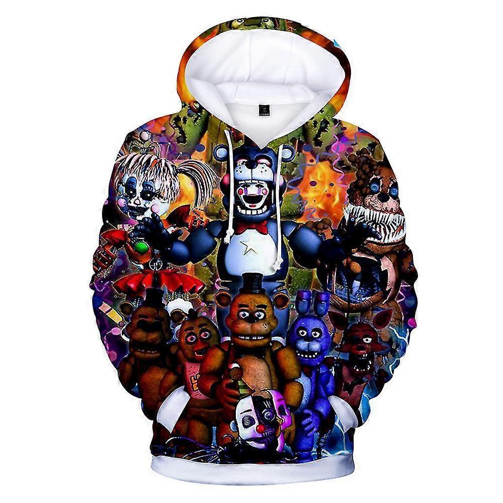 Unbrand Five Nights At Freddy's 3d Digital Print Casual Hoodies Kids Unisex Fnaf Hooded Pullover Sweatshirt Jumper Tops C 9-10 Years