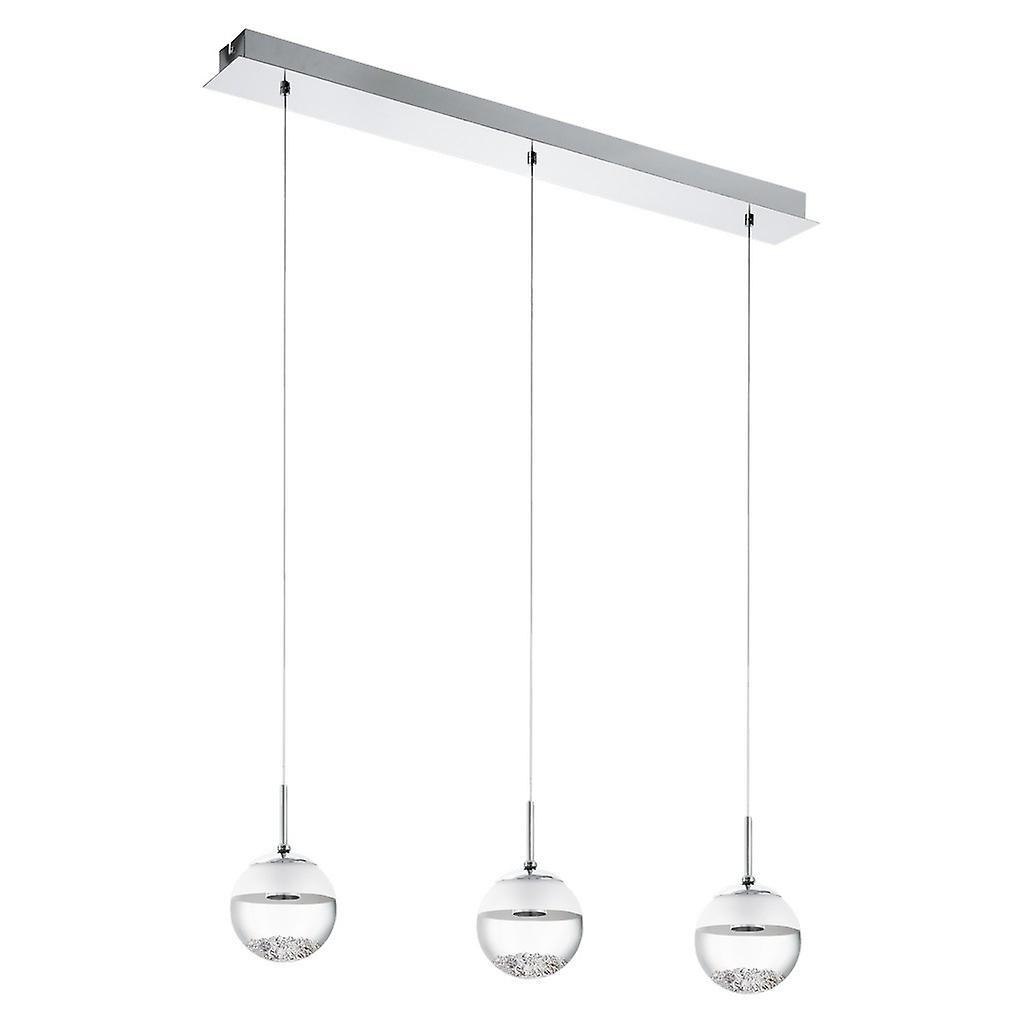 Eglo Lighting Montefio LED 3 Light Ceiling Pendant Bar Polished Chrome with Crystals